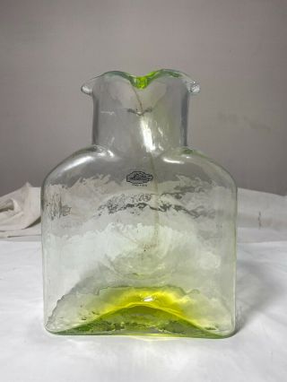 Blenko Glass 1st One Made 4 Spout Water Bottle 384 URANIUM GLOWES 3