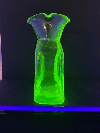 Blenko Glass 1st One Made 4 Spout Water Bottle 384 URANIUM GLOWES 4