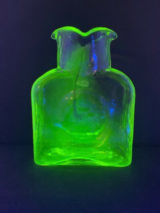 Blenko Glass 1st One Made 4 Spout Water Bottle 384 URANIUM GLOWES 6