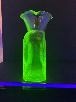Blenko Glass 1st One Made 4 Spout Water Bottle 384 URANIUM GLOWES 8