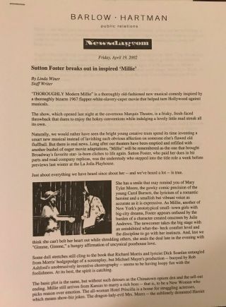 Sutton Foster - Thoroughly Modern Millie - Broadway Souvenir Program,  CD 3