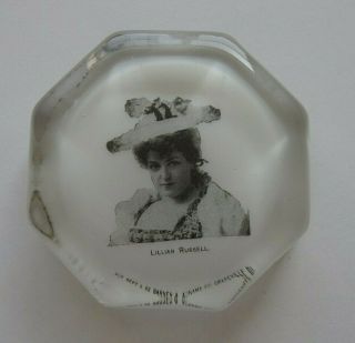 Portrait Lillian Russell American Actress Stage Singer Glass Paperweight Abrams