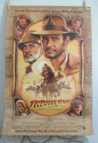 1989 Indiana Jones Last Crusade Movie Poster Full Sheet Harrison Ford