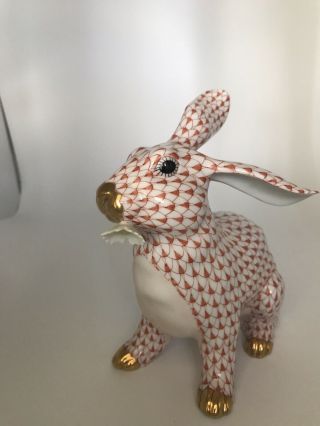 Herend Bunny Rabbit With Daisy Rust Colored Nor