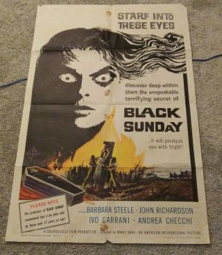 Black Sunday 1961 Movie Poster Barbara Steele Horror 40 X 27 Rare 60s