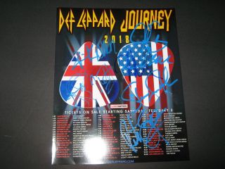 Def Leppard Journey Signed 8x10 Photo,  Signed By 8 Members Of Both Bands