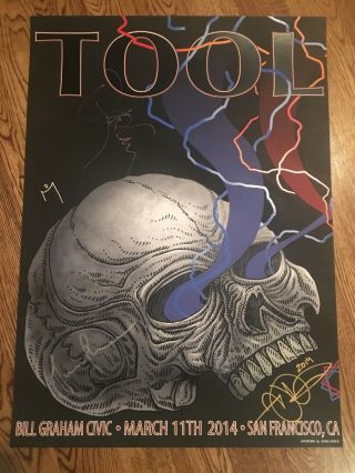 Tool Signed Poster San Francisco Bill Graham Civic 3/11 2014 Autographed