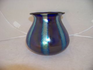Loetz Vase In Cobalt Blue Circa 1915 - Silber - Streifen