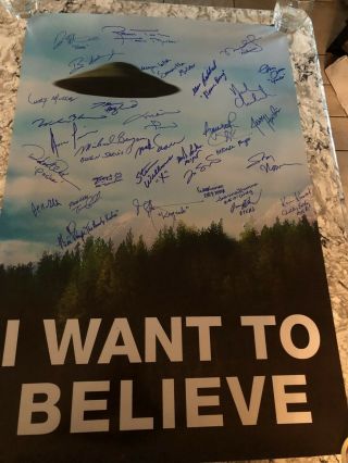 The X - Files I Want To Believe Poster Signed By 33 Cast Members At X - Fest 1 & 2