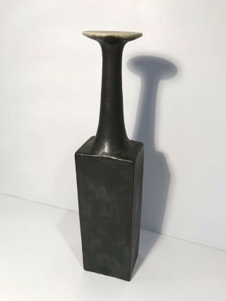 Signed Black Ceramic Vase By Bruno Gambone,  Signed “gambone Italy”