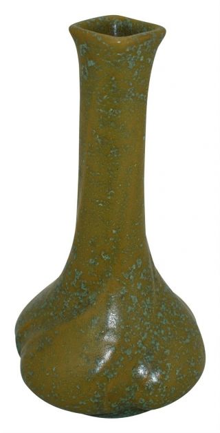 Chicago Crucible Pottery Arts And Crafts Mottled Glaze Ceramic Twist Vase