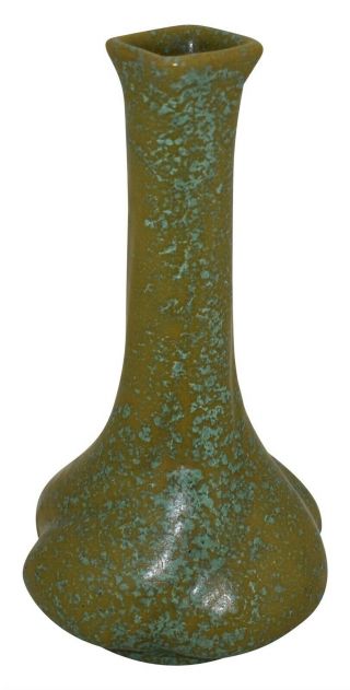 Chicago Crucible Pottery Arts and Crafts Mottled Glaze Ceramic Twist Vase 2