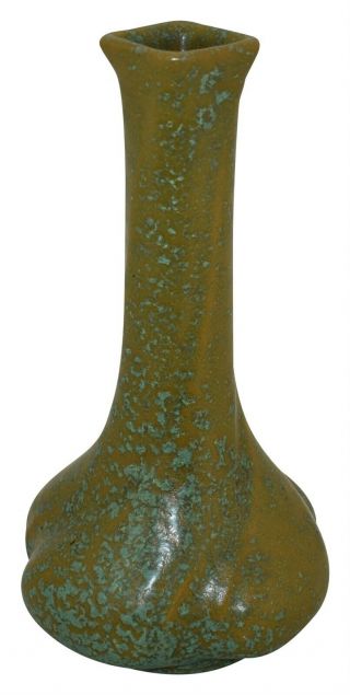 Chicago Crucible Pottery Arts and Crafts Mottled Glaze Ceramic Twist Vase 4