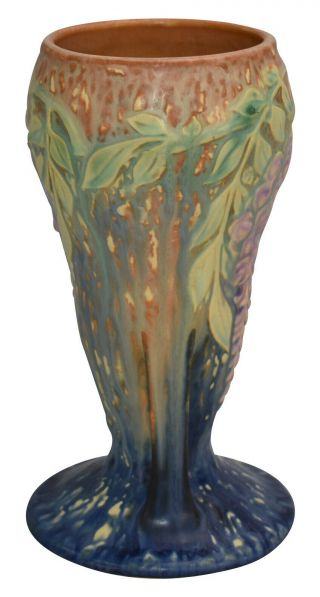 Roseville Pottery Wisteria Blue Ceramic Vase 635 - 8 2