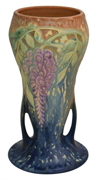 Roseville Pottery Wisteria Blue Ceramic Vase 635 - 8 3