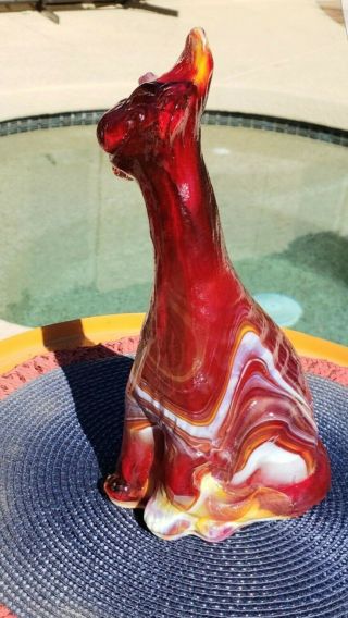 Fenton Glass Ruby Red Yellow White Slag Alley Cat 2
