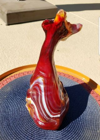 Fenton Glass Ruby Red Yellow White Slag Alley Cat 5