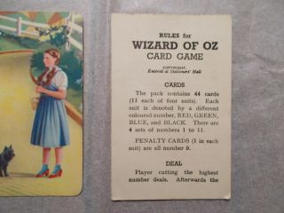 1939 WIZARD OF OZ JUDY GARLAND BRITISH CARD GAME MADE 1940 4