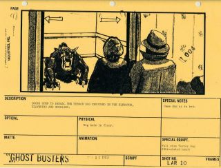 2 1984 1st Ghostbusters Storyboards Terror Dog " We 
