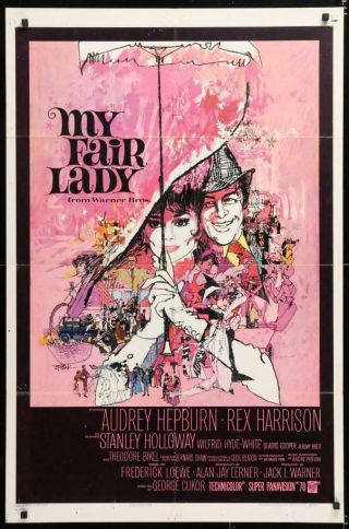 1964 My Fair Lady Release 27x41 One Sheet Poster Audrey Hepburn
