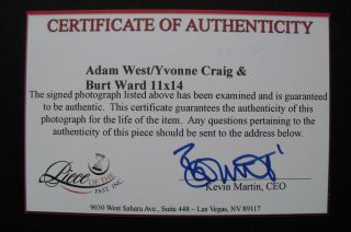 BATMAN tv series photo signed by ADAM WEST,  BURT WARD & YVONNE CRAIG,  11x14 11
