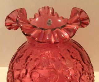 FENTON CRANBERRY ROSE SPANISH LACE GONE WITH THE WIND LAMP 8
