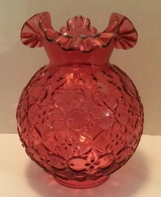 FENTON CRANBERRY ROSE SPANISH LACE GONE WITH THE WIND LAMP 9