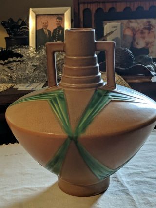 Roseville Pottery Art Deco Futura Football Vase 409 - 9
