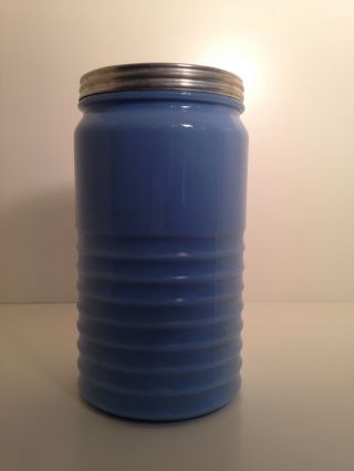 Vintage Jeannette Delphite Blue Sugar Canister,  Large Size,  8 
