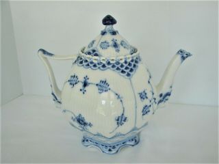 Royal Copenhagen Blue Fluted Full Lace Gargoyle Teapot 1117 1St Quality 12