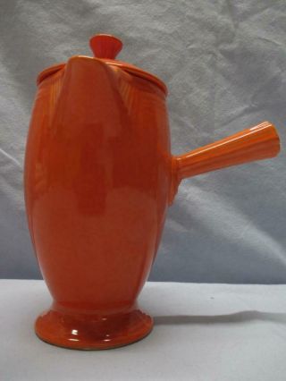 Vintage FIESTA Red (Orange) Demitasse Stick Handle COFFEE POT Fiestaware EUC 2