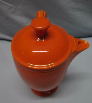 Vintage FIESTA Red (Orange) Demitasse Stick Handle COFFEE POT Fiestaware EUC 7