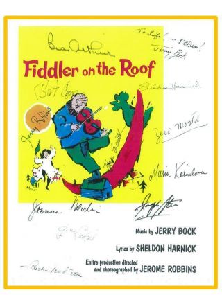 Fiddler On The Roof Opening Night Broadway Signed Script Zero Mostel