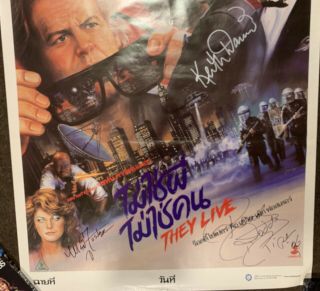They Live Thai Poster 31x21 Cast Signed Autograph John Carpenter Piper 11