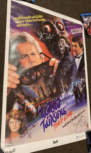 They Live Thai Poster 31x21 Cast Signed Autograph John Carpenter Piper