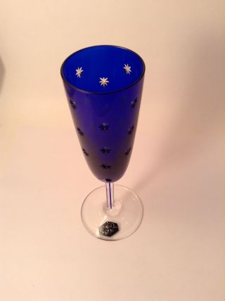 Rare Firmament Blue Saint Louis / St.  Louis Crystal Champagne Flutes