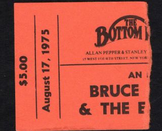 1975 Bruce Springsteen Concert Ticket Stub Bottom Line Born To Run Rare