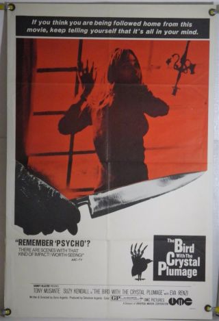 The Bird With The Crystal Plumage Ff Orig 1sh Movie Poster Dario Argento (1970)