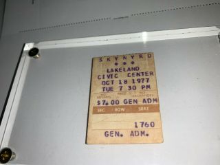 LYNYRD SKYNYRD RARE October 18 1977 Concert Ticket stub Ronnie Van Zant 2