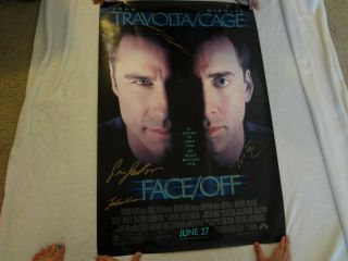 Cast Signed Face Off John Travolta/nicolas Cage Double Sided 27x40 Movie Poster