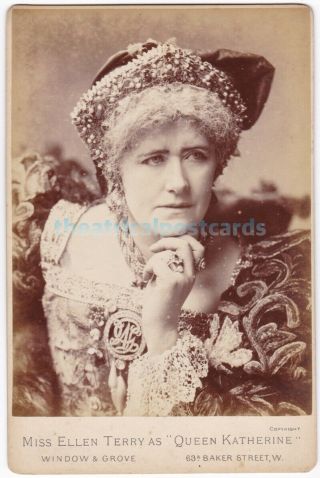 Stage Actress Ellen Terry As Queen Katherine.  Window & Grove Cabinet Photo