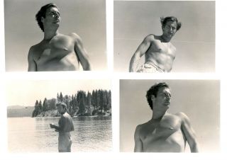 Lex Barker Vintage 4 Each Sexy Bare Chested " Tarzan " Photographs Webb Archive
