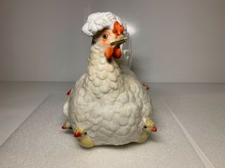 Meissen 19th Century Large Polish Hen Chicken with Baby Chicks Figurine D10 3