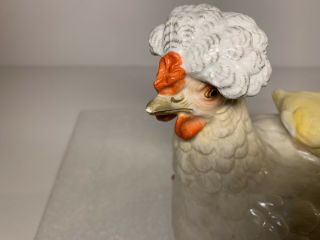 Meissen 19th Century Large Polish Hen Chicken with Baby Chicks Figurine D10 5