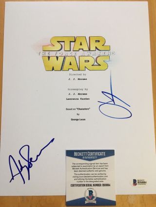 Star Wars The Force Awakens Signed Full Script Jj Abrams Andy Serkis Beckett