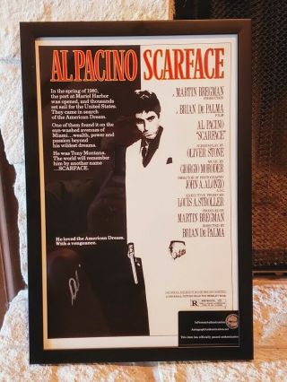 Al Pacino Signed Scarface 11x17 Framed Movie Poster Photo Tony Montana Actor