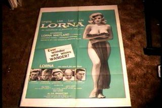 Lorna " A " 1964 Orig Movie Poster Russ Meyer Great Sexy Lorna Maitland