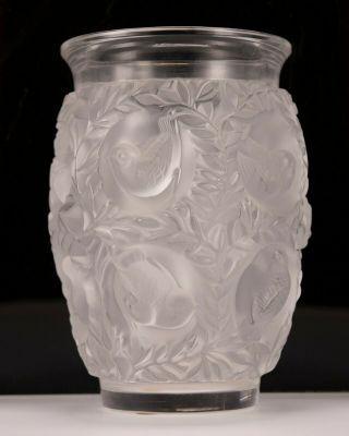 Lalique Bagatelle Frosted Crystal Glass Bird Vase 12219
