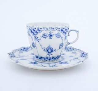 12 Cups & Saucers 1035 - Blue Fluted Royal Copenhagen Full Lace - 1:st Quality 5