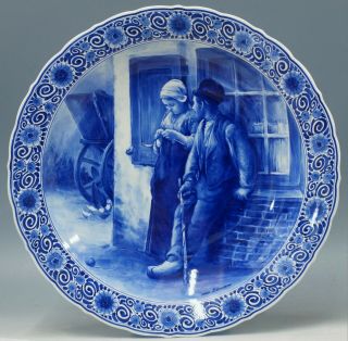 @ Perfect @ Porceleyne Fles Handpainted Blue & White Delft Charger Blommers 1941